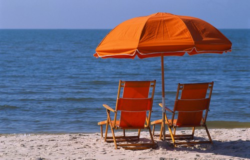 Beach Chairs Watching Ocean